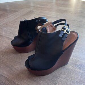 SODA Platform Faux Leather Wedges.
